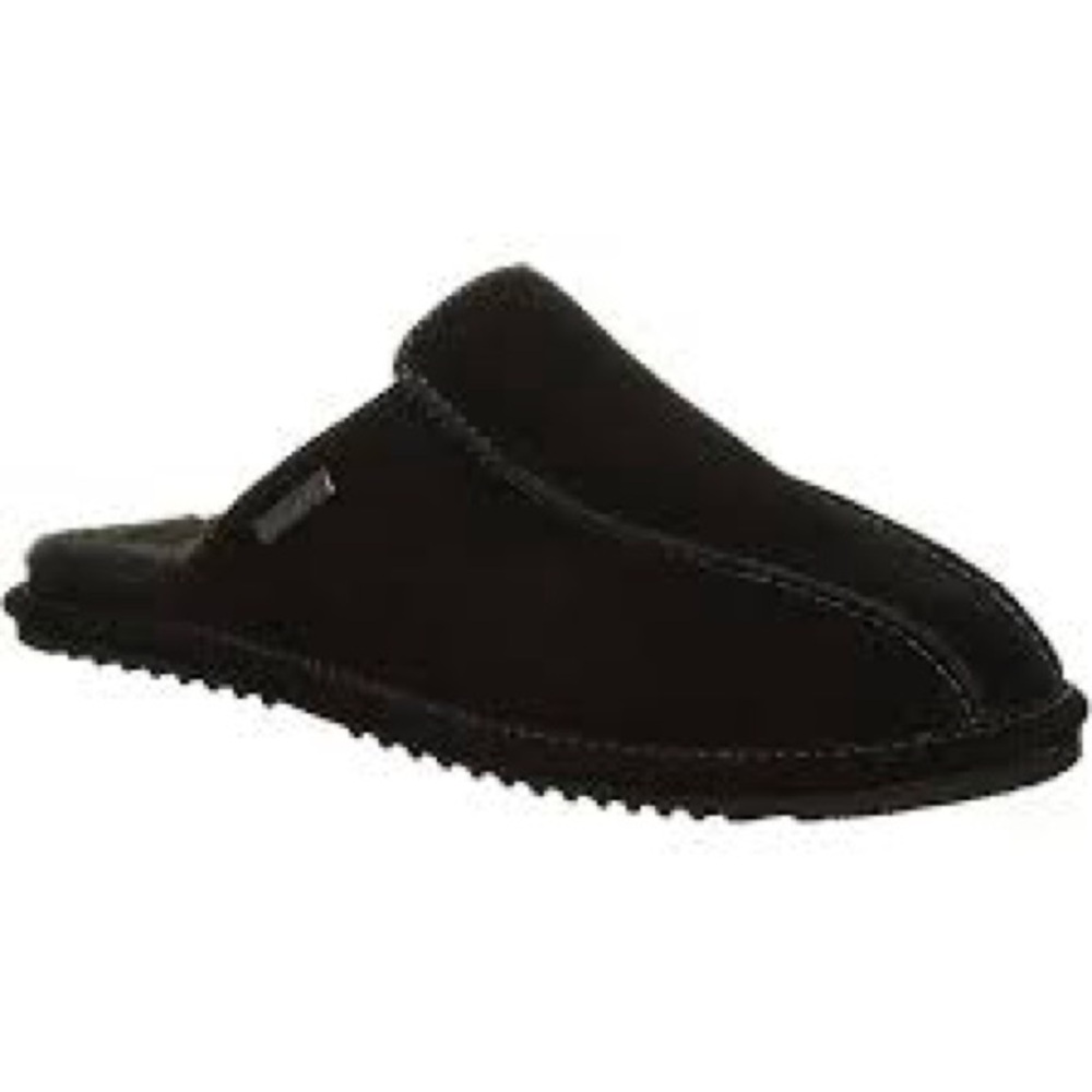 Bearpaw Pierre slippers‎ black suede men’s size 14 cozy house slippers winter